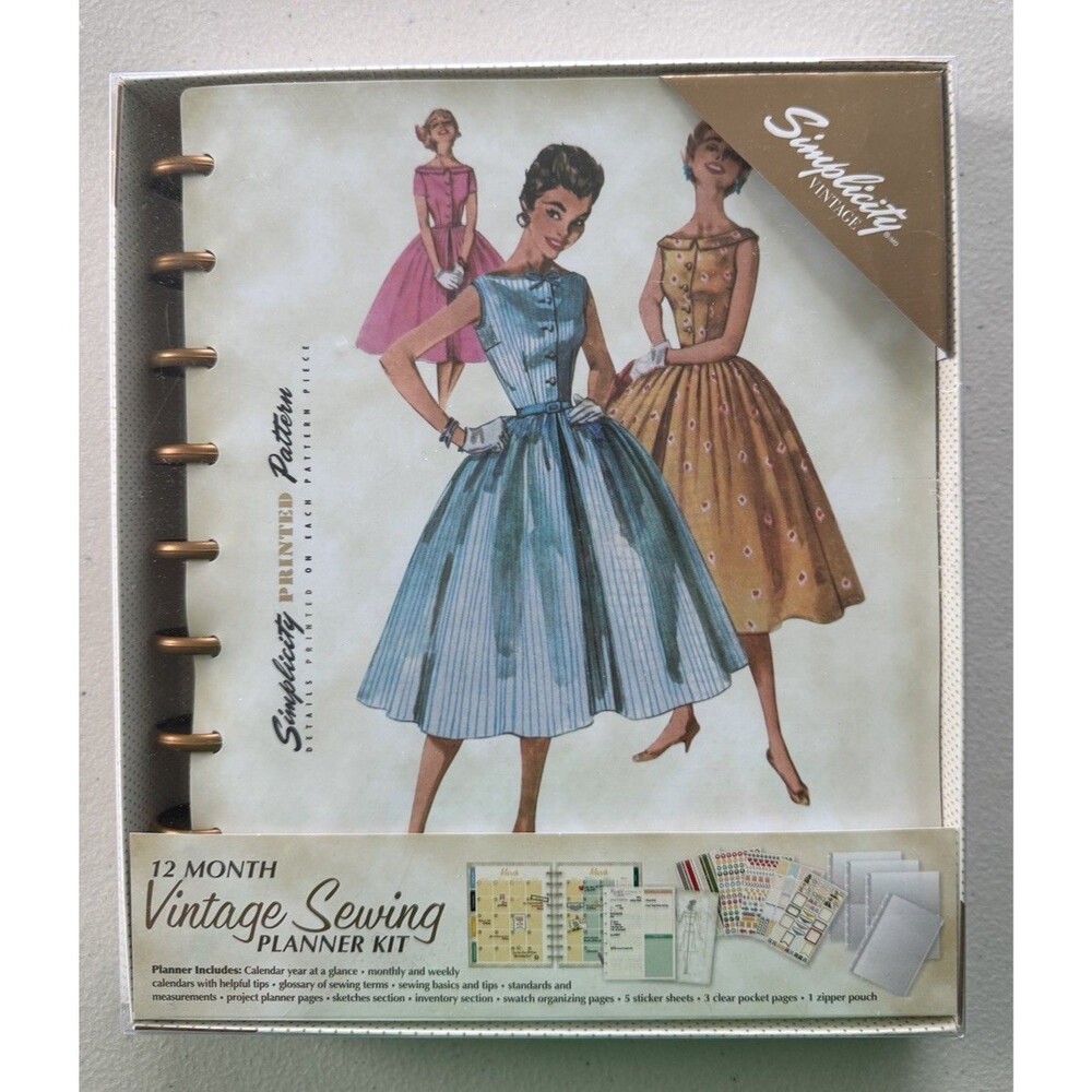 Simplicity Vintage Fashion‎ Sewing 12 Month Planner 232 Pages 8.6'' x 9.5'' NEW